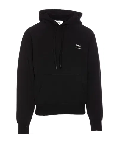 AMI ALEXANDRE MATTIUSSI AMI LOGO PRINTED DRAWSTRING HOODIE