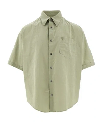 AMI ALEXANDRE MATTIUSSI AMI PARIS AMI DE COEUR LOGO EMBROIDERED SHORT-SLEEVED SHIRT