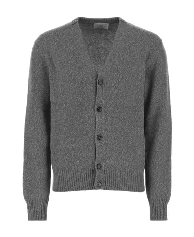 AMI ALEXANDRE MATTIUSSI AMI PARIS AMI DE COEUR V-NECK BUTTONED CARDIGAN