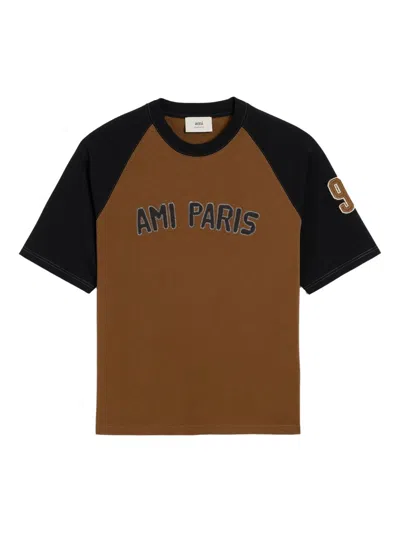 AMI ALEXANDRE MATTIUSSI AMI PARIS BROWN COTTON OVERSIZE T-SHIRT