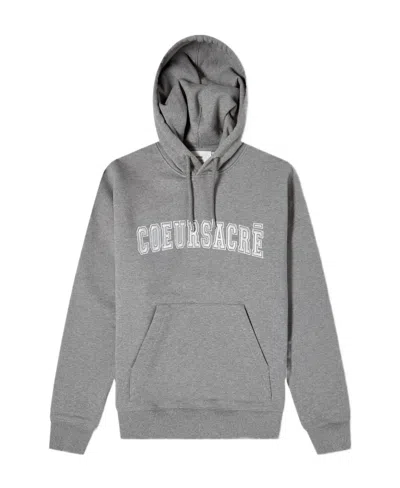 AMI ALEXANDRE MATTIUSSI AMI PARIS COEUR SACRÉ EMBROIDERED DRAWSTRING HOODIE