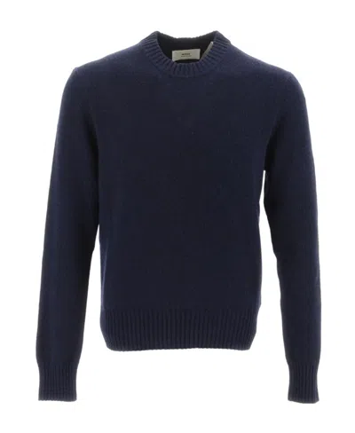 AMI ALEXANDRE MATTIUSSI AMI PARIS LOGO-EMBROIDERED KNITTED JUMPER