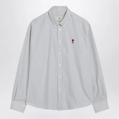 AMI ALEXANDRE MATTIUSSI AMI PARIS SKY BLUE/WHITE STRIPED AMI DE COEUR SHIRT MEN