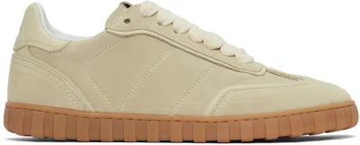 AMI ALEXANDRE MATTIUSSI BEIGE LEATHER LOW TOP STEP SNEAKERS