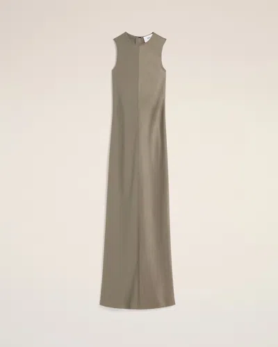 AMI ALEXANDRE MATTIUSSI BEIGE LONG STRAIGHT DRESS GREY