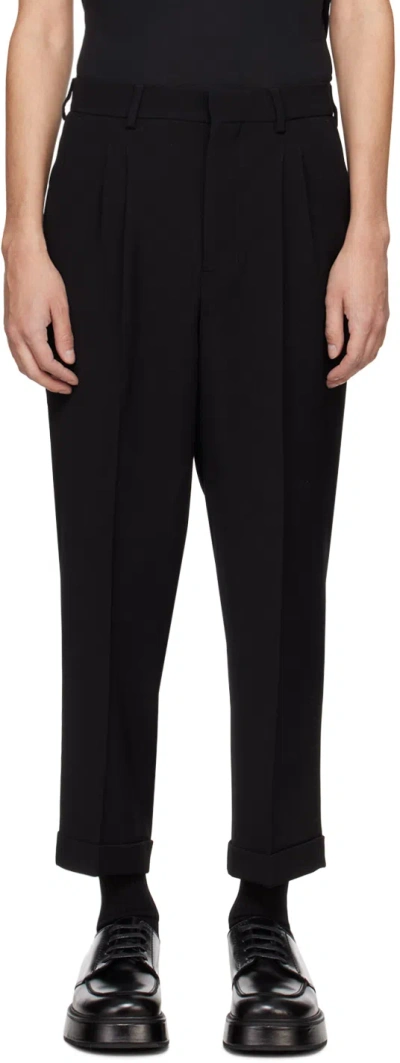 AMI ALEXANDRE MATTIUSSI BLACK CARROT-FIT TROUSERS