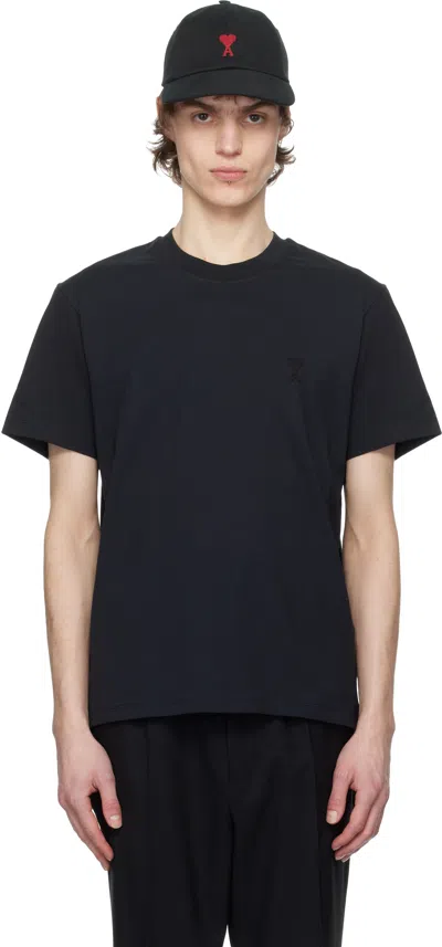 AMI ALEXANDRE MATTIUSSI BLACK COTTON AMI DE COEUR T-SHIRT