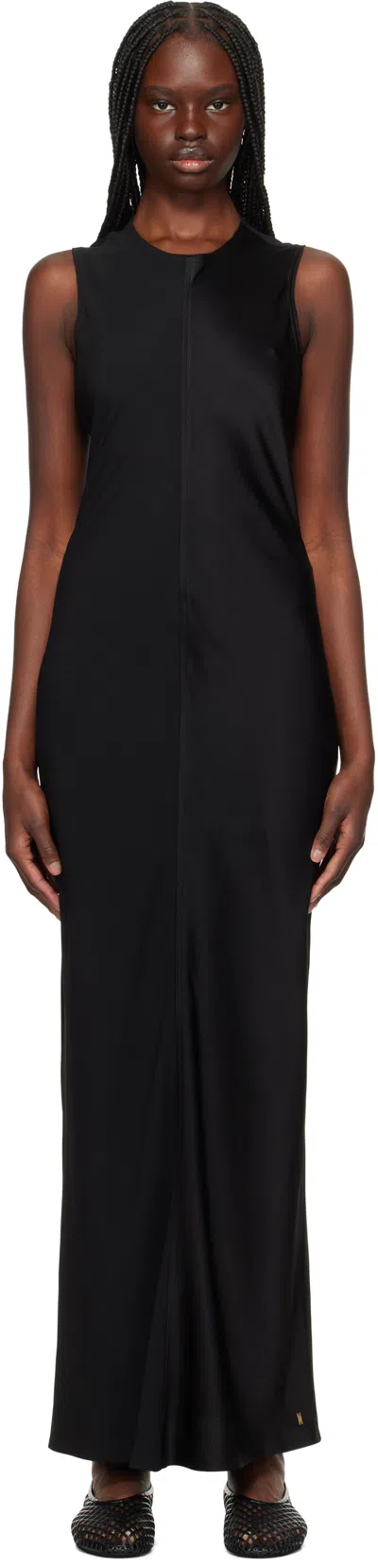 AMI ALEXANDRE MATTIUSSI BLACK STRAIGHT MAXI DRESS