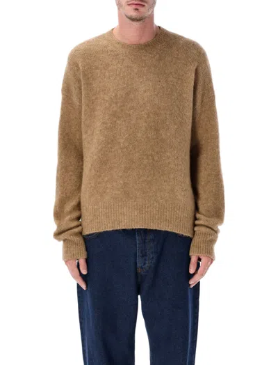 AMI ALEXANDRE MATTIUSSI MEN BROWN CREW NECK SWEATER, M LUXURY SWEATERS & KNITWEAR FOR MEN DARVEYS