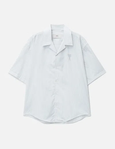 AMI ALEXANDRE MATTIUSSI COTTON CAMP COLLAR SHORT SLEEVE SHIRT