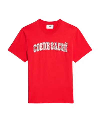 AMI ALEXANDRE MATTIUSSI AMI PARIS LOGO-EMBROIDERED CREWNECK T-SHIRT