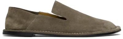 AMI ALEXANDRE MATTIUSSI GRAY LEATHER MIDI SLIPPERS
