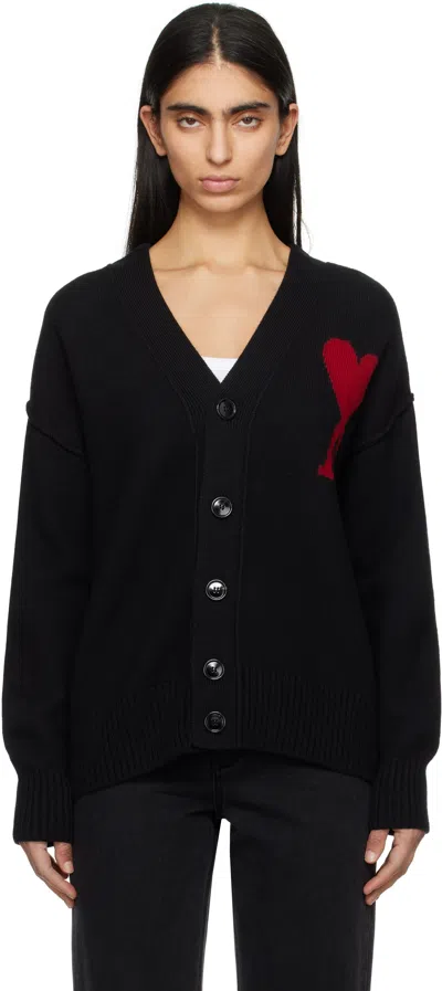 AMI ALEXANDRE MATTIUSSI GRAY WOOL AMI DE COEUR CARDIGAN