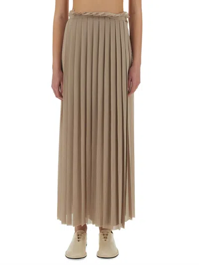 AMI ALEXANDRE MATTIUSSI LONG PLEATED SKIRT