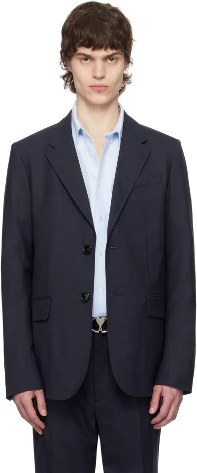 AMI ALEXANDRE MATTIUSSI NAVY WOOL TWO BUTTONS BLAZER