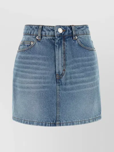 AMI ALEXANDRE MATTIUSSI SHORT DENIM SKIRT WITH POCKETS AND STITCHING