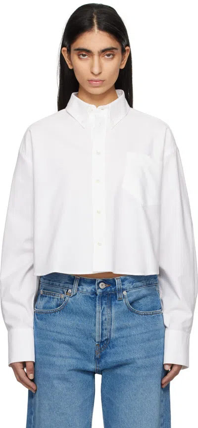AMI ALEXANDRE MATTIUSSI WHITE COTTON CROPPED OVERSIZED SHIRT