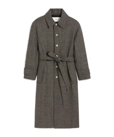 AMI ALEXANDRE MATTIUSSI AMI PARIS LONG-SLEEVED BELTED COAT