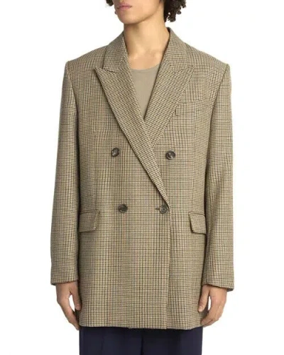 AMI ALEXANDRE MATTIUSSI AMI ALEXANDRE MATTIUSSI WOOL JACKET MEN'S 48/M CHAMPAGNE/BLACK LONG SLEEVE