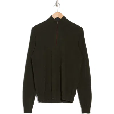 AMICALE AMICALE CASHMERE QUARTER ZIP PULLOVER W/ PIPING