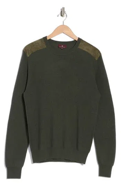 AMICALE AMICALE FAUX SUEDE PATCH MERINO WOOL SWEATER