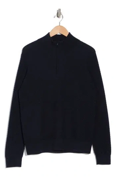 AMICALE AMICALE TEXTURED MERINO WOOL QUARTER ZIP PULLOVER