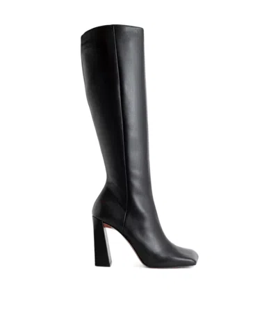 AMINA MUADDI HIGH-HEELED BOOTS WITH SQUARE HEAD