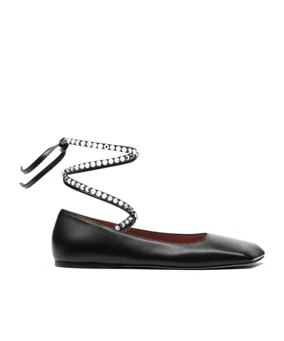 AMINA MUADDI LACE-UP FLAT NAPA LEATHER SHOES