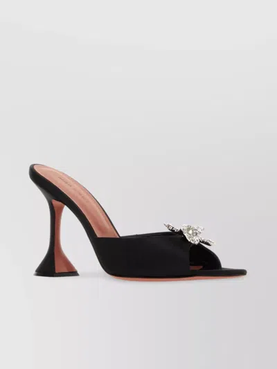 AMINA MUADDI SATIN ROSIE MULES EMBELLISHED DETAIL SCULPTURAL HEEL