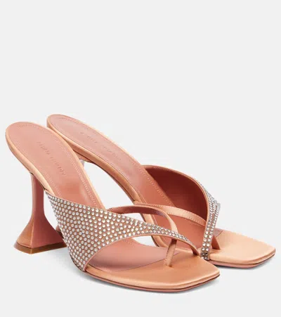 AMINA MUADDI SHIONA 95 CRYSTAL-EMBELLISHED SATIN MULES