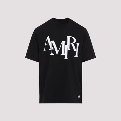 AMIRI AMIRI BLACK COTTON STAGGERED LOGO T-SHIRT