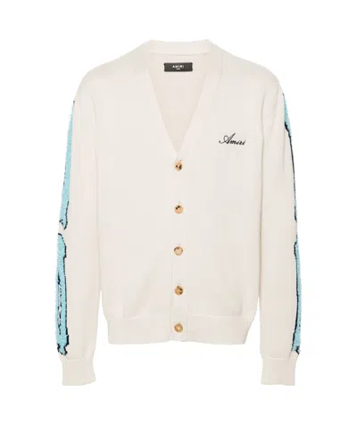 AMIRI BONES RIBBED-KNIT CARDIGAN