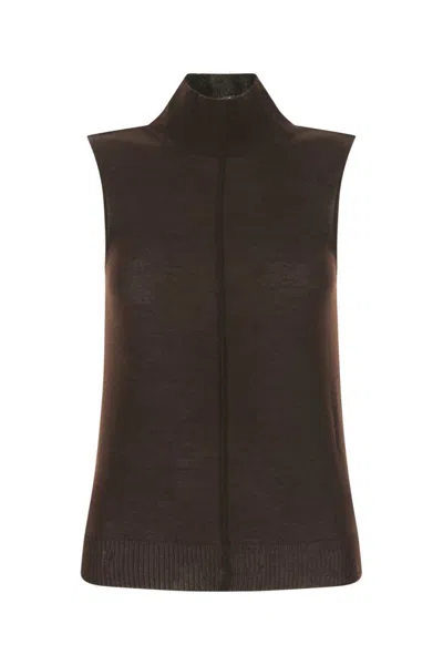 AMIRI WOMEN DARK BROWN HIGH-NECK TOP, S LUXURY TOPS FOR WOMEN DARVEYS