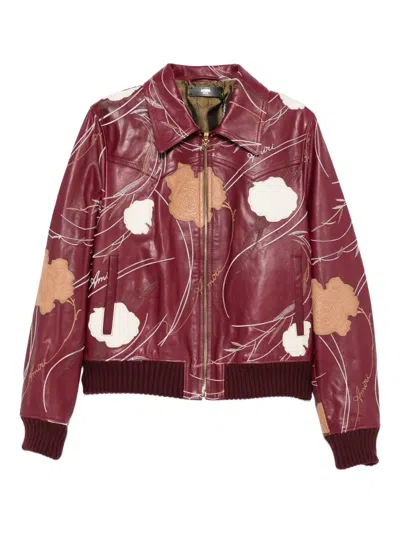 AMIRI FLORAL-EMBROIDERED LEATHER JACKET