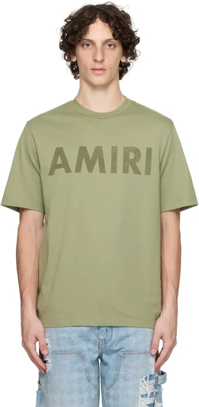 AMIRI GREEN 'AMIRI' STENCIL T-SHIRT