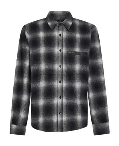 AMIRI LOGO-PATCH CHECK-PRINT SHIRT