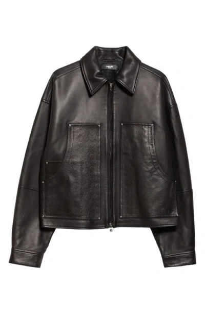 AMIRI AMIRI MA QUAD EMBOSSED LEATHER WORK JACKET