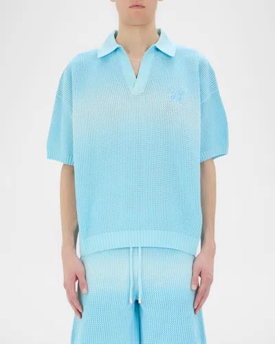 AMIRI MEN'S COTTON KNIT JOHNNY COLLAR POLO SHIRT