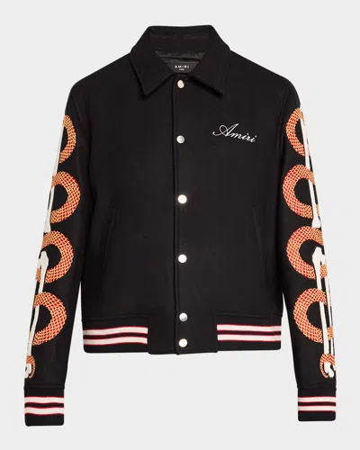 AMIRI MEN'S SNAKE BONES VARSITY JACKET