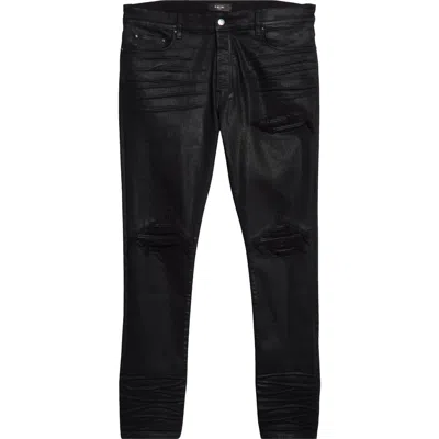 AMIRI AMIRI MX1 LEATHER PATCHED DISTRESSED WAXED JEANS