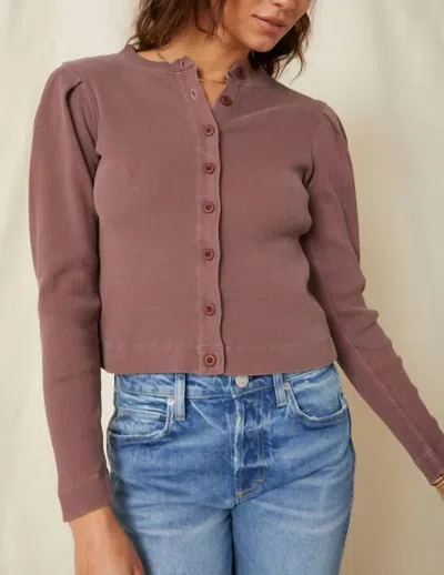 AMO PUFF SLEEVE CARDIGAN IN BLOODSTONE