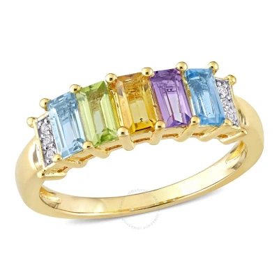 AMOUR AMOUR 1 1/4 CT TGW BAGUETTE SKY-BLUE TOPAZ PERIDOT CITRINE ROSE DE FRANCE SWISS-BLUE TOPAZ WHITE TOP