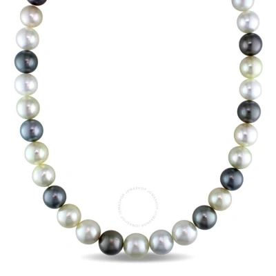 AMOUR AMOUR 11-13 MM MULTI-COLORED SOUTH SEA AND TAHITIAN PEARL STRAND NECKLACE WITH 14K YELLOW GOLD CLASP