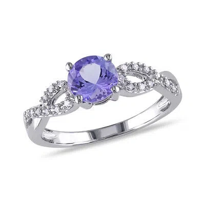 AMOUR AMOUR 1/10 CT TW DIAMOND AND TANZANITE INFINITY ENGAGEMENT RING IN 10K WHITE
