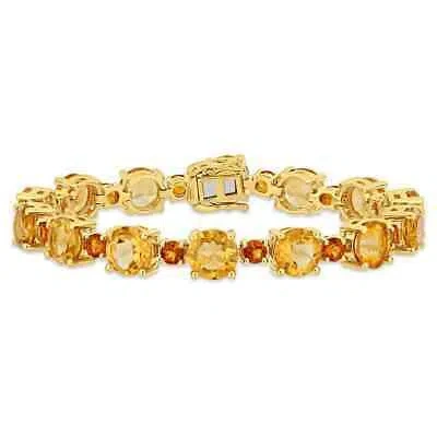 AMOUR AMOUR 29 3/8 CT TGW CITRINE AND MADEIRA CITRINE TENNIS BRACELET IN YELLOW PLATED
