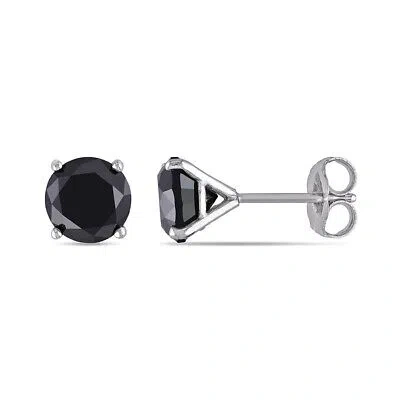 AMOUR AMOUR 3 CT TW BLACK DIAMOND STUD EARRINGS IN 14K WHITE GOLD