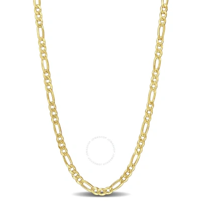 AMOUR AMOUR 3.8MM FIGARO CHAIN NECKLACE IN YELLOW PLATED STERLING SILVER