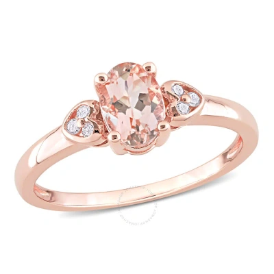 AMOUR AMOUR 3/4 CT TGW MORGANITE AND DIAMOND ACCENT RING IN ROSE PLATED STERLING SILVER