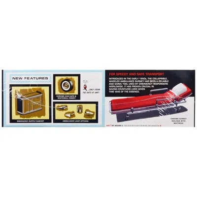 AMT 1-25 SCALE MODEL KIT WITH GURNEY ACCESSORY FOR 1959 CADILLAC AMBULANCE SKILL 2