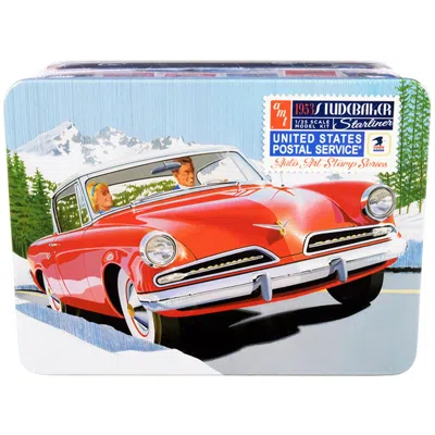 AMT SKILL 2 1953 STUDEBAKER STARLINER WITH UNITED STATES POSTAL SERVICE TIN BOX 3-IN-1 1 BY 25 SCALE MOD